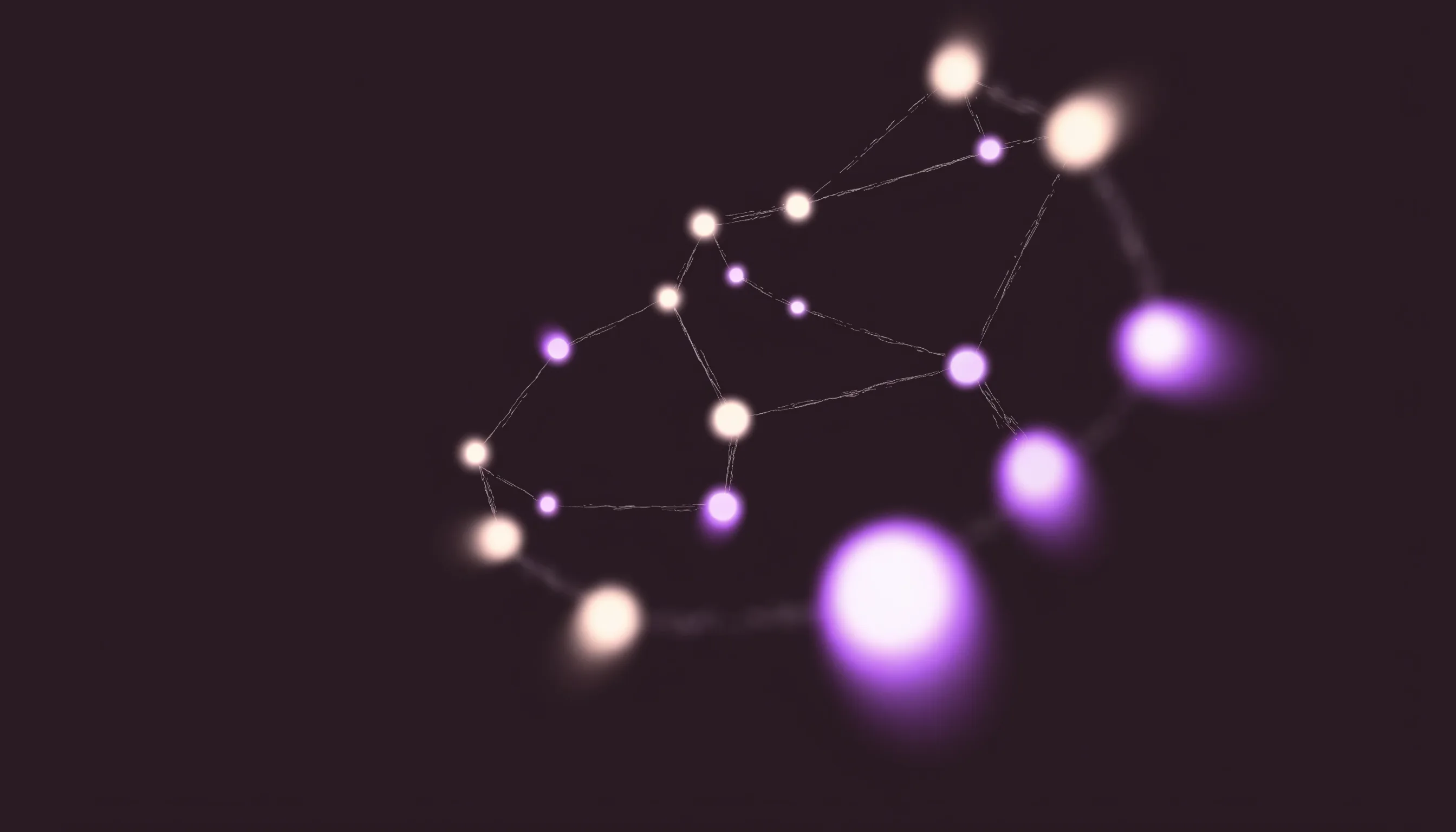 Conceptual illustration of pale-violet and cream points connected by thin lines against a dark background