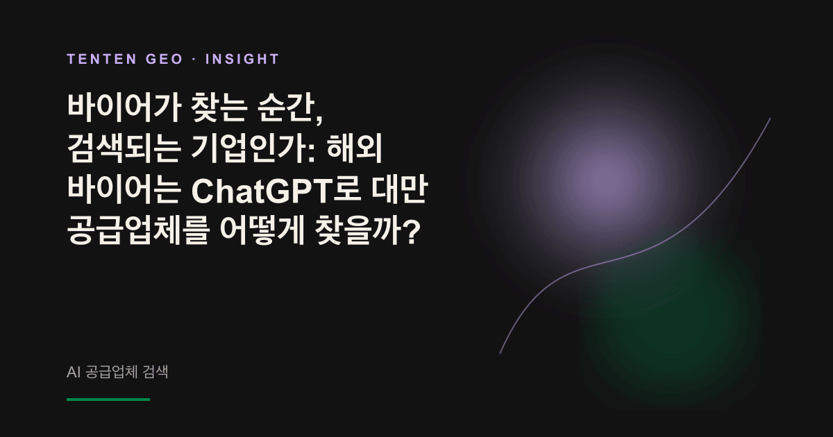 해외 바이어가 AI 대화창에 요구 조건을 입력하자 대만 공급업체 후보 목록이 나타나는 모습을 표현한 이미지