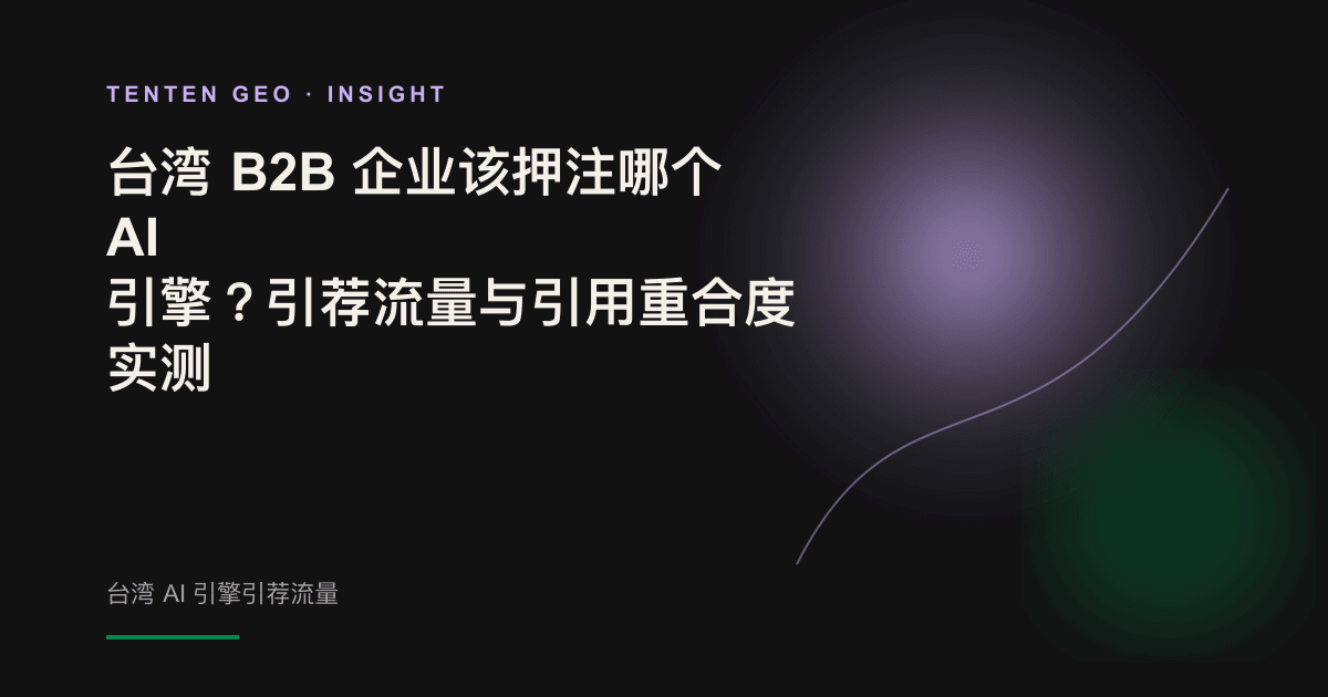 台湾 B2B 销售团队评估多个 AI 引擎的引荐流量与引用来源重合情况。
