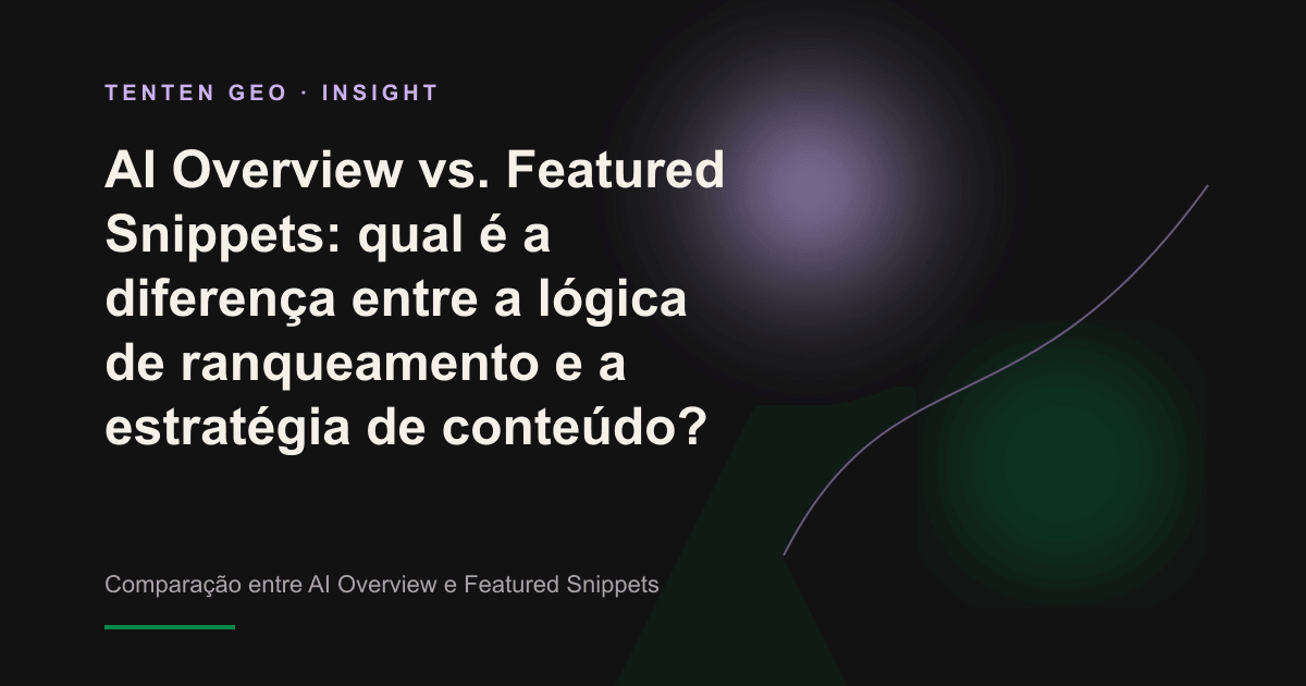 Contraste entre luz e sombra, com um foco de luz e vários feixes convergentes, simbolizando as diferentes formas de gerar respostas dos featured snippets e do AI Overview.