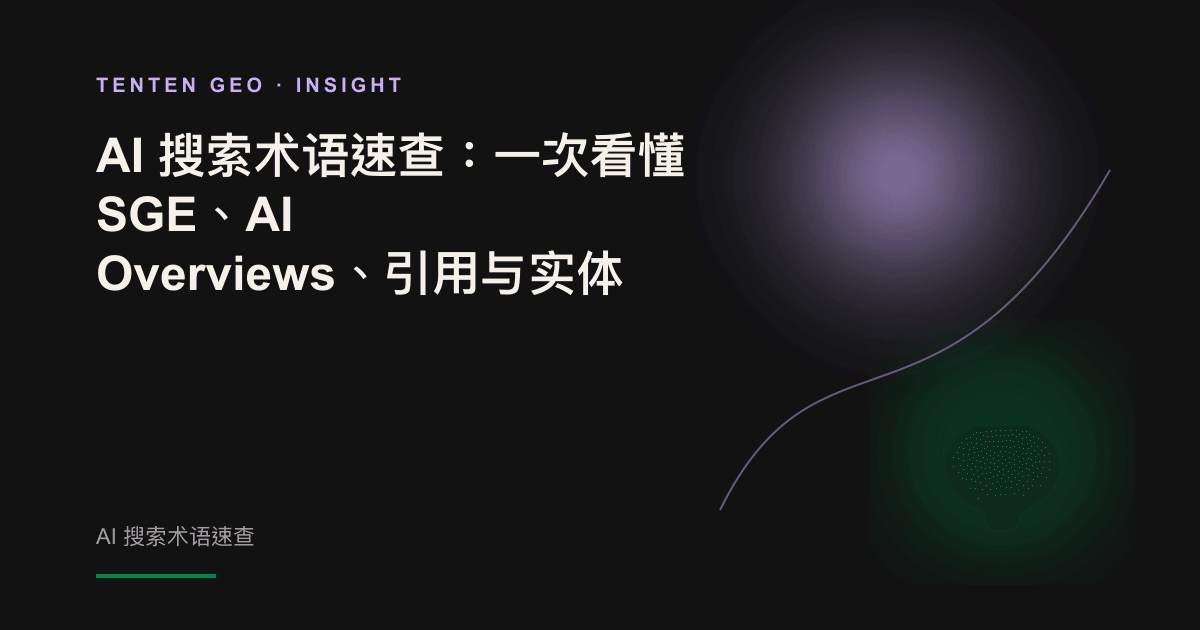 一幅带有淡紫色光晕的抽象概念图，象征将零散的 AI 搜索术语梳理成清晰脉络。