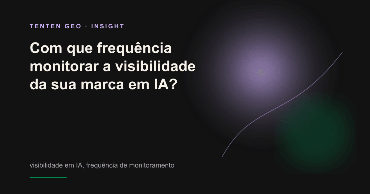 Ilustração abstrata com três ondas de pulso entrelaçadas e paralelas, iluminadas por cores quentes, representando os ritmos diário, semanal e mensal do monitoramento de visibilidade em IA.