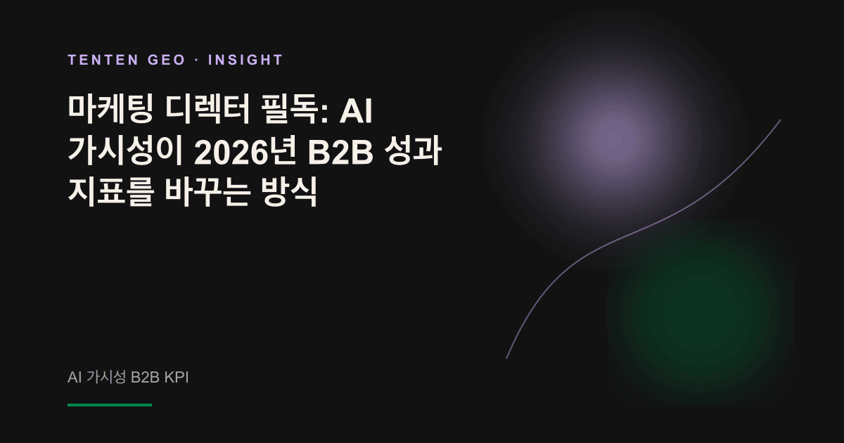 빛나는 보라색 레이더 빔이 공중에 떠 있는 브랜드 노드를 훑고 있으며, 그중 하나가 밝게 빛나 AI 답변에서의 브랜드 노출을 상징합니다.