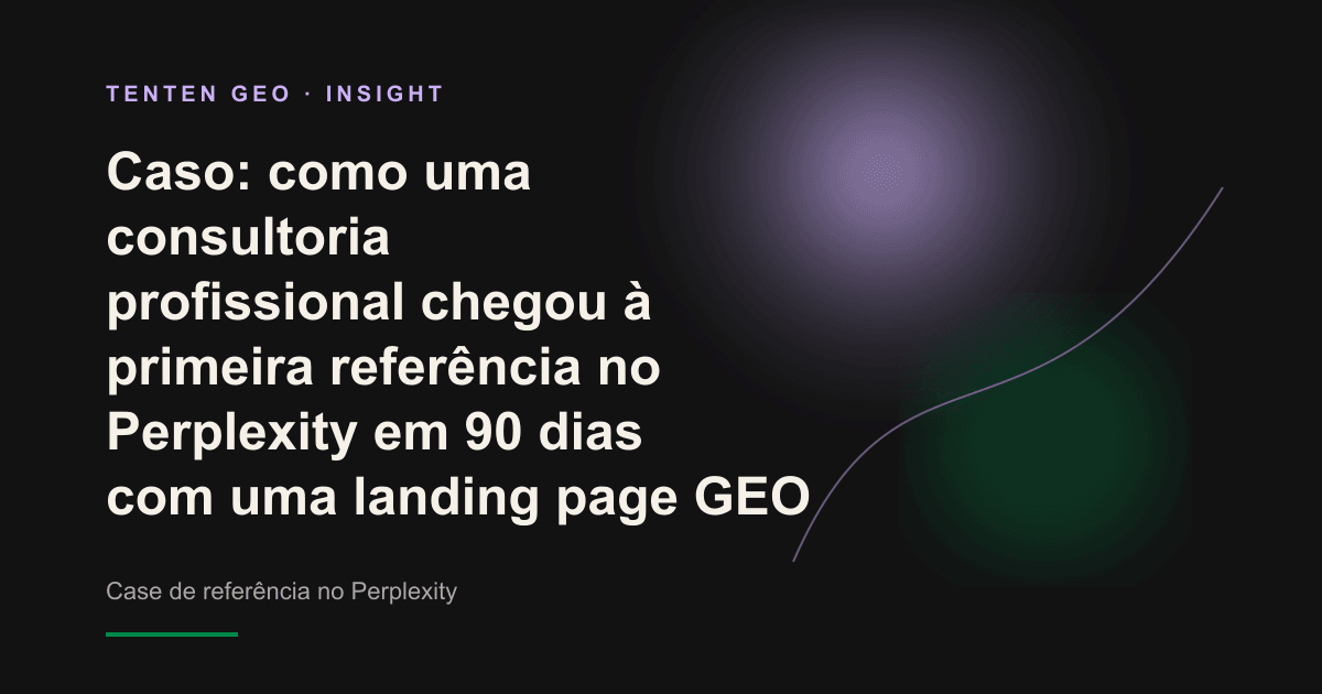 Em uma cena conceitual escura, um cartão de informação em camadas recebe destaque com uma luz suave em tons de lavanda, representando uma marca como primeira fonte citada em uma resposta de IA.