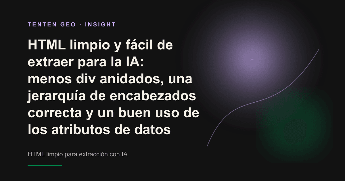 Imagen de portada abstracta con una estructura limpia de luces y sombras que simboliza la facilidad con la que una IA puede leer una página web.