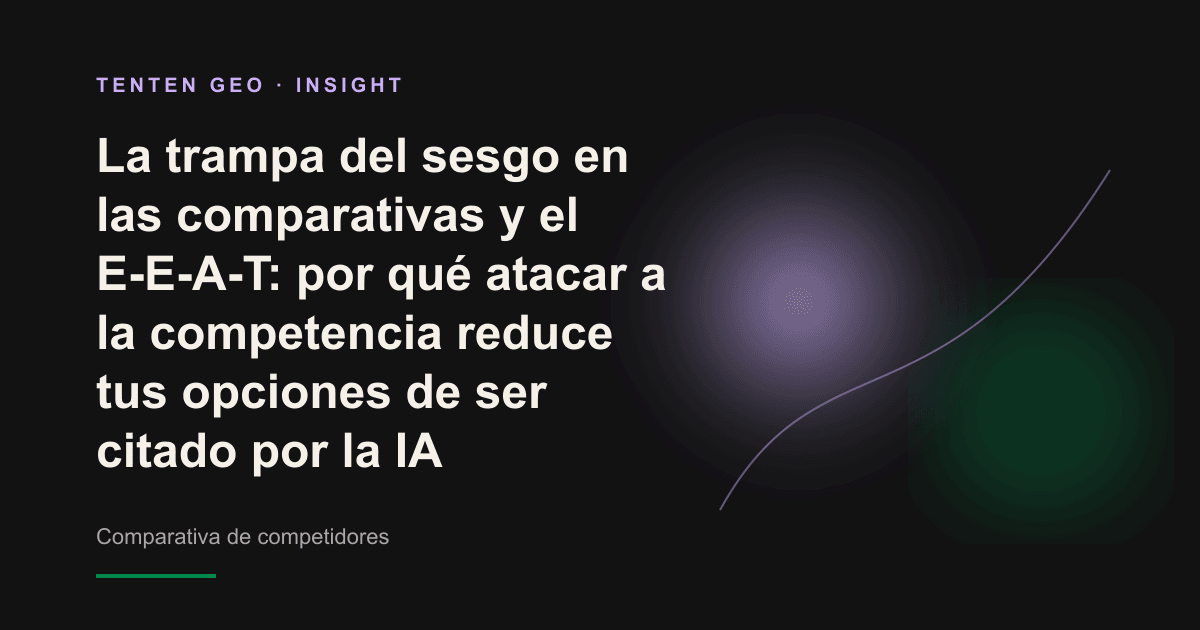 Una balanza inclinada sobre un fondo cálido y oscuro representa cómo una comparativa sesgada pierde credibilidad y deja de ser citada por la IA.