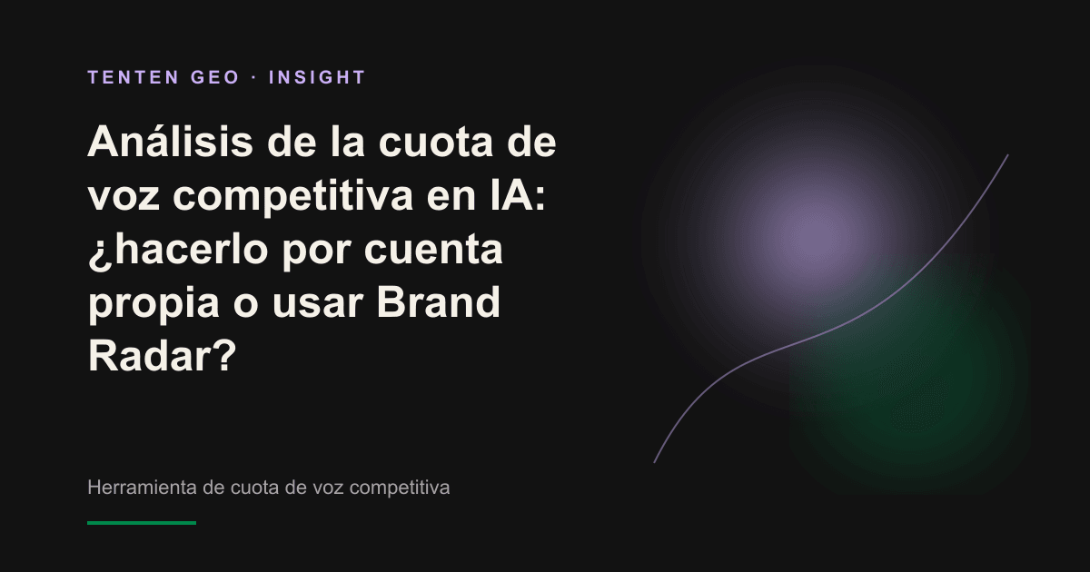 En una escena oscura, un foco ilumina solo uno de varios nodos de marca, como símbolo de que la IA recomienda a unos pocos líderes de cada categoría.