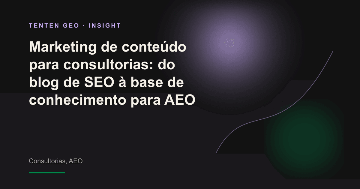 Um relatório extenso de consultoria se divide em vários cartões de respostas flutuantes, sob uma luz de tons quentes, representando a passagem de um blog longo para uma base de conhecimento acessível à IA.