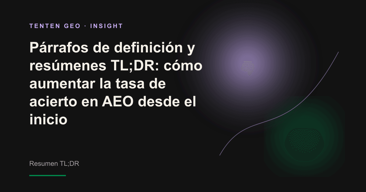 Una tenue luz lavanda ilumina, en una escena oscura con estética televisiva, un fragmento de texto dispuesto en un marco independiente, como símbolo de un motor de IA que extrae respuestas del inicio de un artículo.