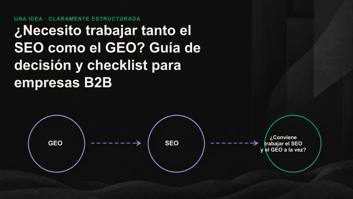 El SEO y el GEO comparten la misma base de contenidos y solo se separan en el tramo final.