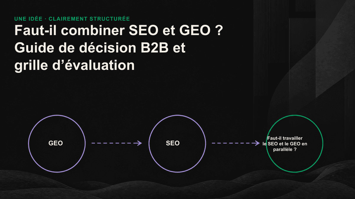 Le SEO et le GEO partagent le même socle de contenu et ne divergent que dans la dernière ligne droite.