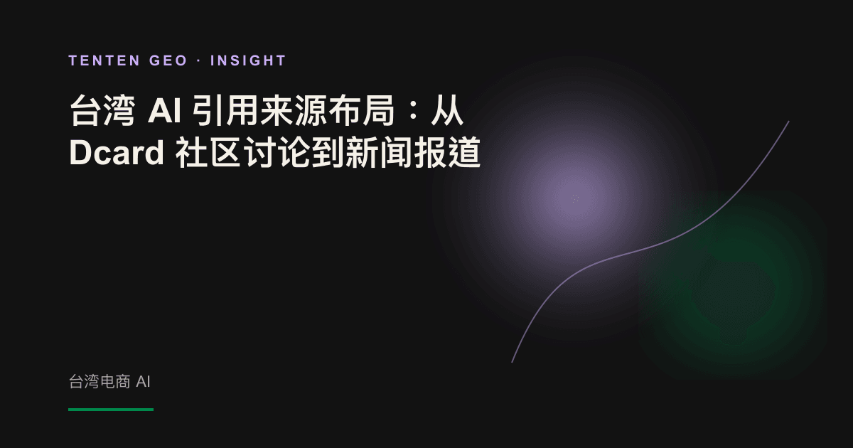 台湾电商品牌分布在社区、新闻等多类 AI 引用来源中的示意图