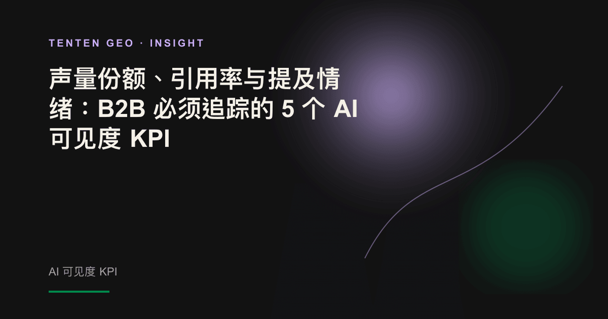 一组带有浅紫色信号的可视化面板,展示品牌在 AI 回答中的声量、引用和情绪等多维指标。