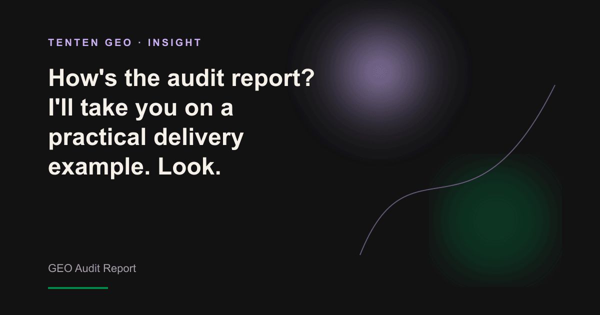 An open GEO audit report with a soft and lavender purple light on the page depicts the visibility scores of the brand in the various AI engines.