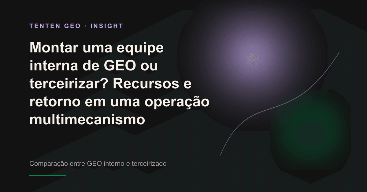 Ilustração abstrata de empresas avaliando entre montar uma operação interna de GEO e terceirizá-la.