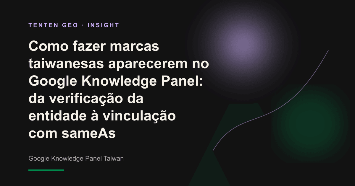 Representação abstrata de uma marca taiwanesa vinculada e reconhecida como uma única entidade por várias fontes no Google Knowledge Graph.