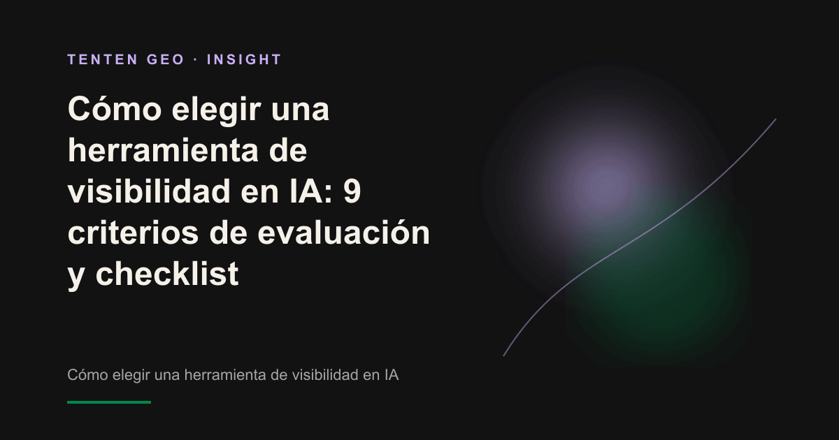 Una lupa sobre un fondo oscuro enfoca varios flujos de datos y representa la evaluación de la visibilidad de marca en motores de IA.