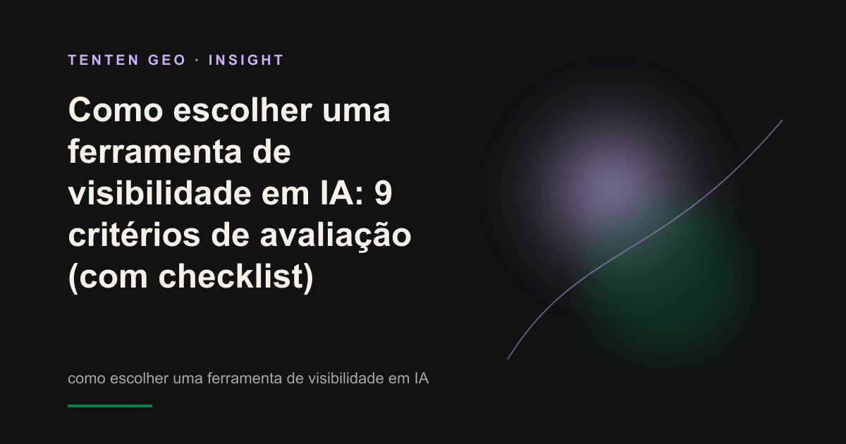 Lupa sobre um fundo escuro, focalizando o fluxo de feixes de dados que representam a avaliação da visibilidade de uma marca em mecanismos de IA