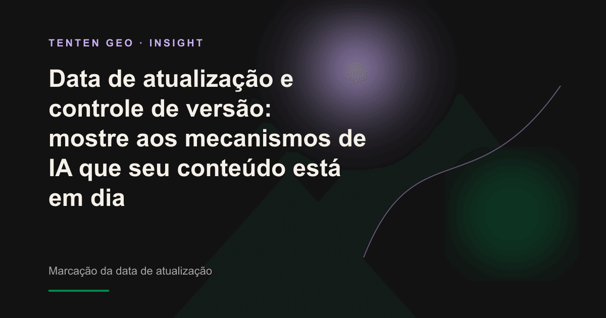 Sobre um fundo cinza-escuro de tons quentes, o carimbo de data e hora de um documento é iluminado por feixes suaves em lavanda e verde, indicando que o mecanismo de IA confirmou a versão mais recente