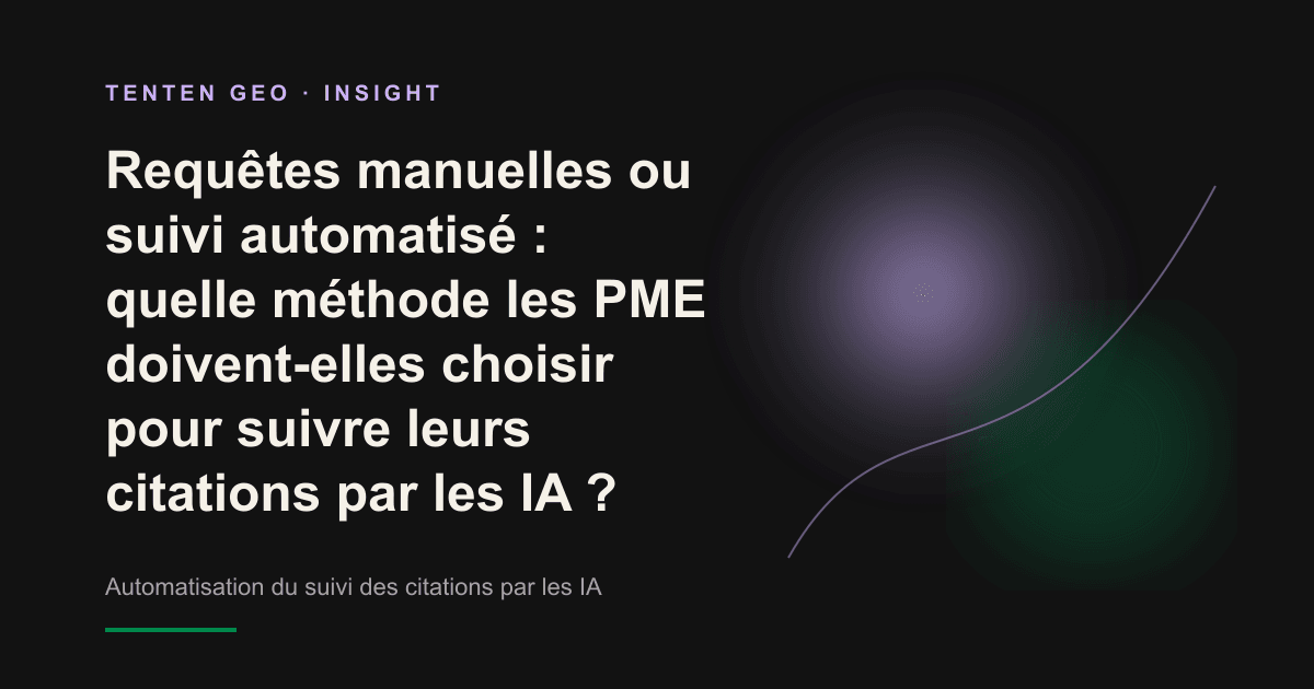 Illustration abstraite opposant une requête manuelle ponctuelle à un suivi automatisé de long terme, avec une loupe et une courbe prolongée.