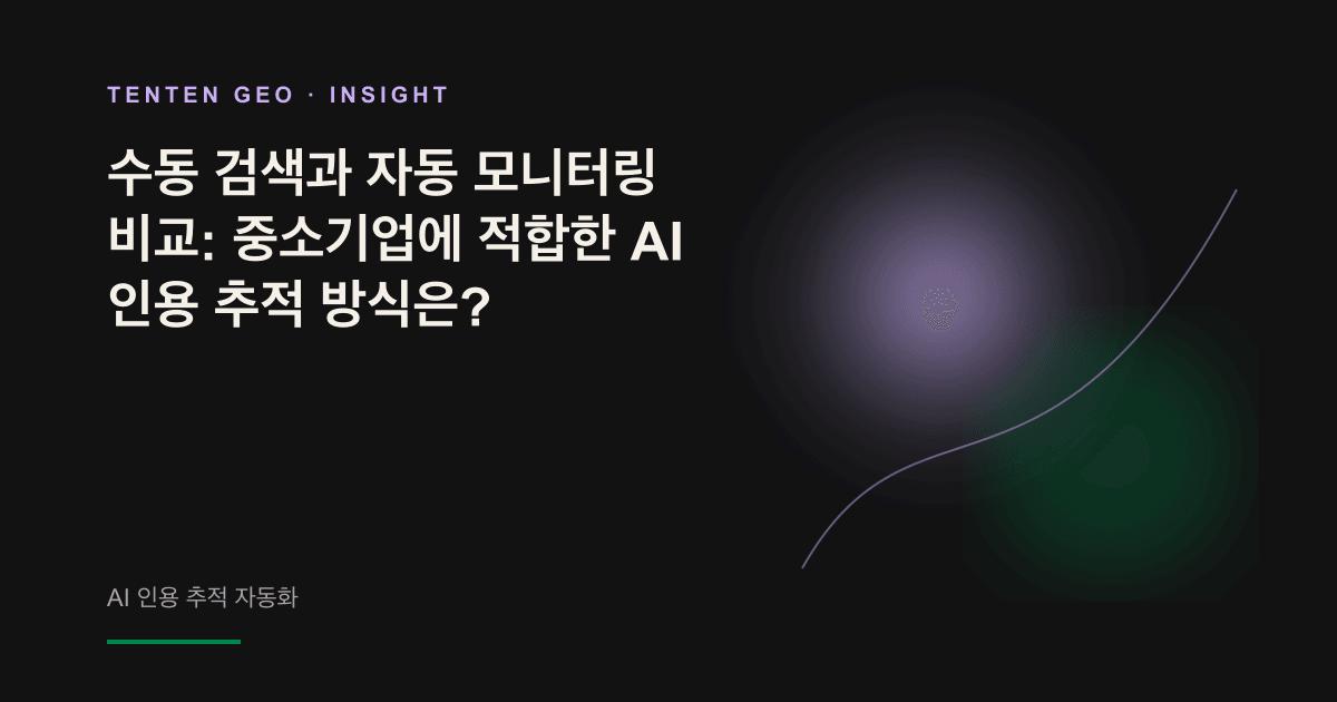 돋보기와 길게 이어지는 선을 활용해 단발성 수동 검색과 장기 자동 모니터링의 차이를 표현한 추상 이미지