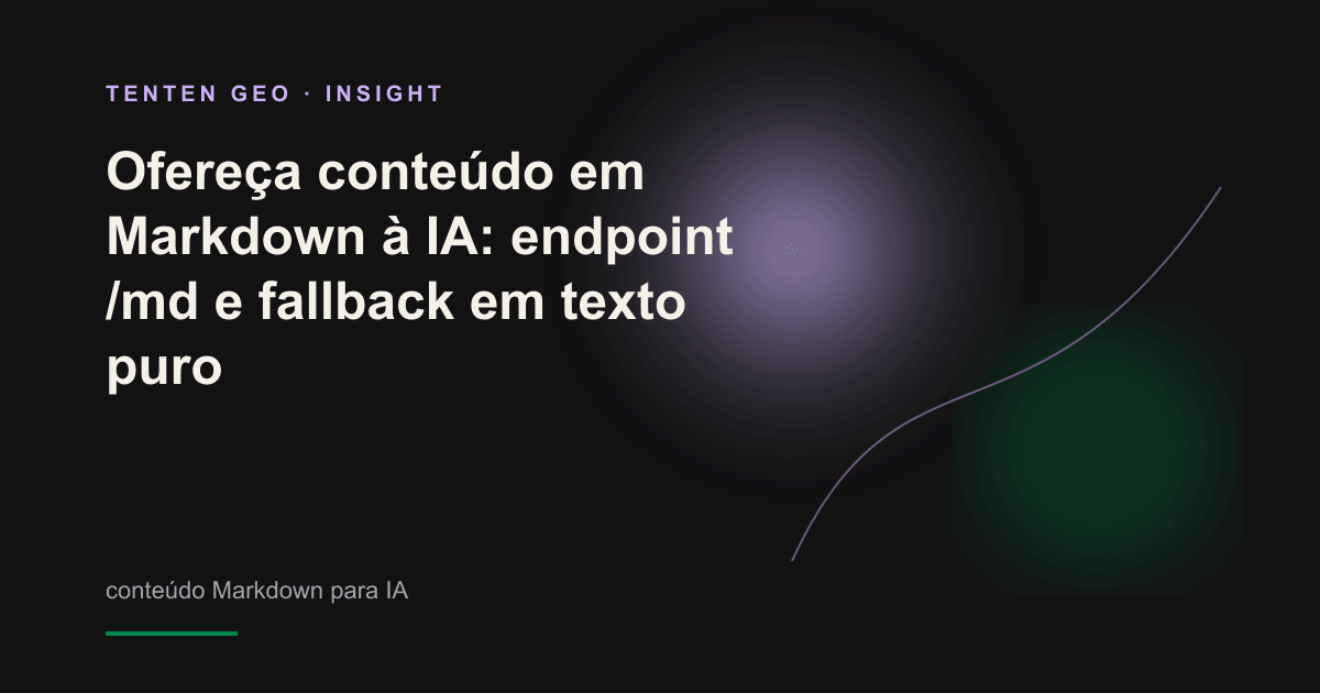 Um documento luminoso se divide em dois fluxos de dados — HTML desorganizado e Markdown limpo — que seguem em direção a um halo de IA ao fundo.