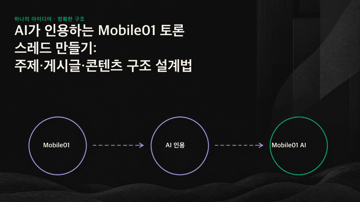 Mobile01 토론을 AI가 추출할 수 있는 흐름으로 분해한 도식