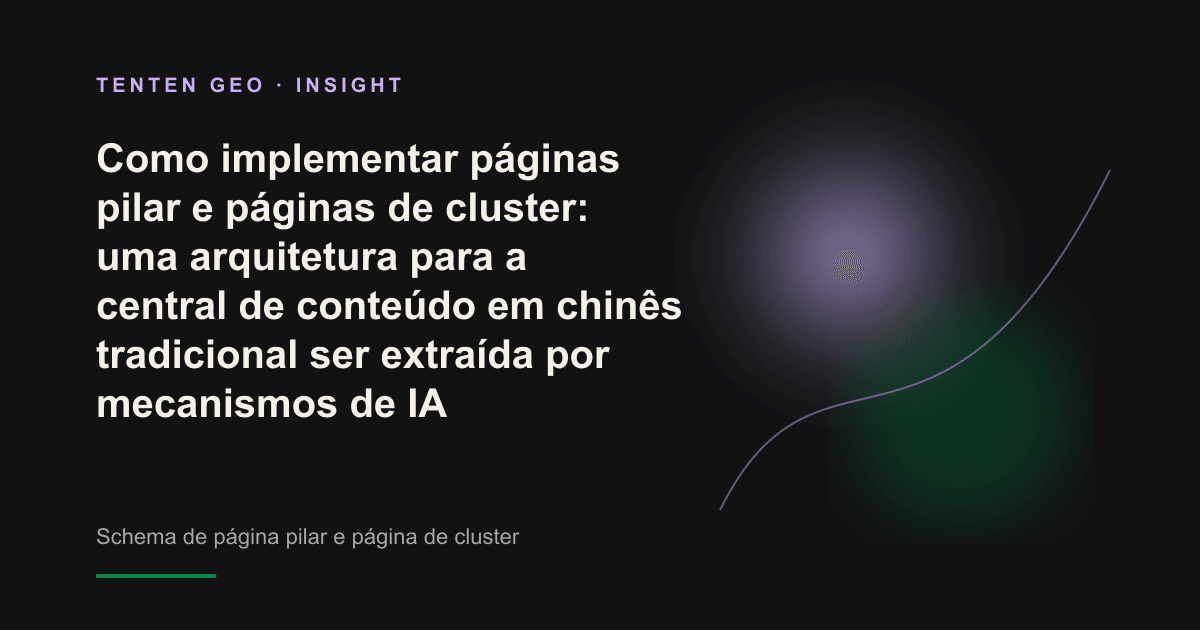 Capa abstrata com luz e sombra representando uma página pilar conectada a várias páginas de cluster em uma central de conteúdo.