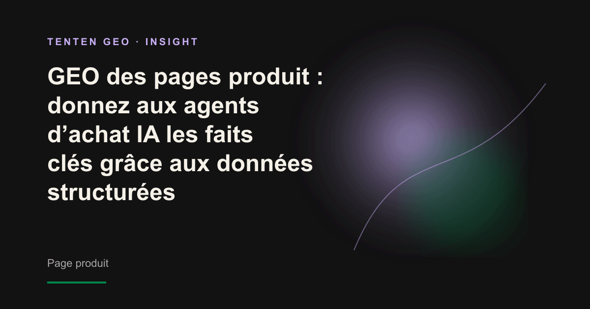 Une carte produit lumineuse est balayée par le faisceau d’un agent d’achat IA, qui en extrait les informations structurées sous forme de colonnes.