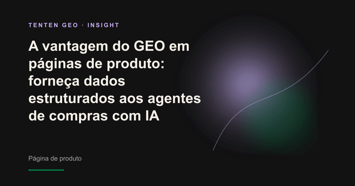 Um feixe de IA escaneia um card de produto luminoso e extrai seus dados, representando como um agente de compras entende a estrutura de uma página de produto.