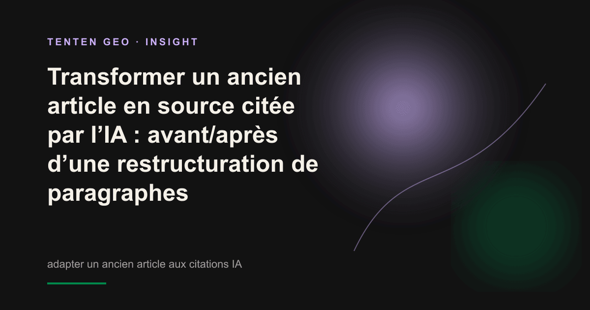 Un paragraphe d’un ancien article de blog est réorganisé : sa phrase-réponse, mise en lumière dans des tons lavande chaleureux, devient un bloc de citation clairement identifiable.