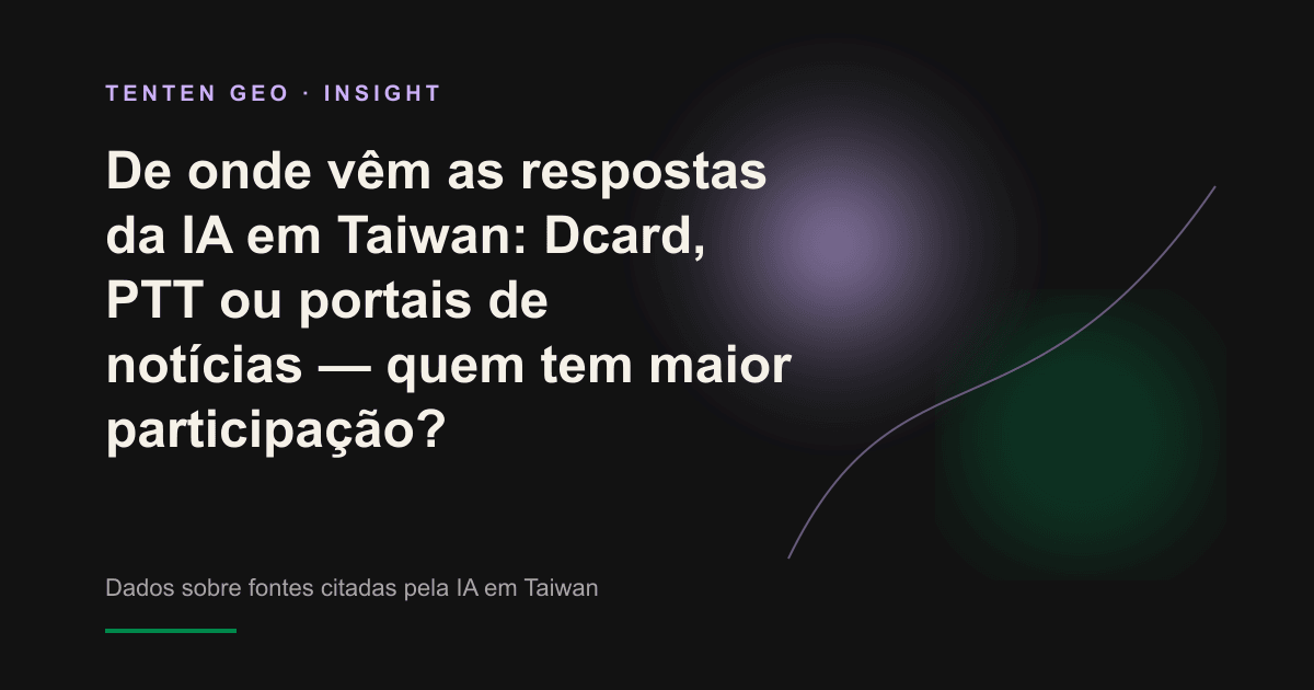 Sobre um fundo escuro, vários fluxos de luz convergem para um único ponto, representando as diversas fontes de Taiwan reunidas em uma resposta de IA.