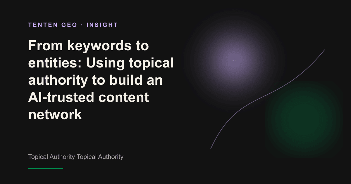 Abstract vision: A glowing central node connects to many surrounding small nodes with soft light to represent the trusted position of the brand entity in the AI knowledge graph.
