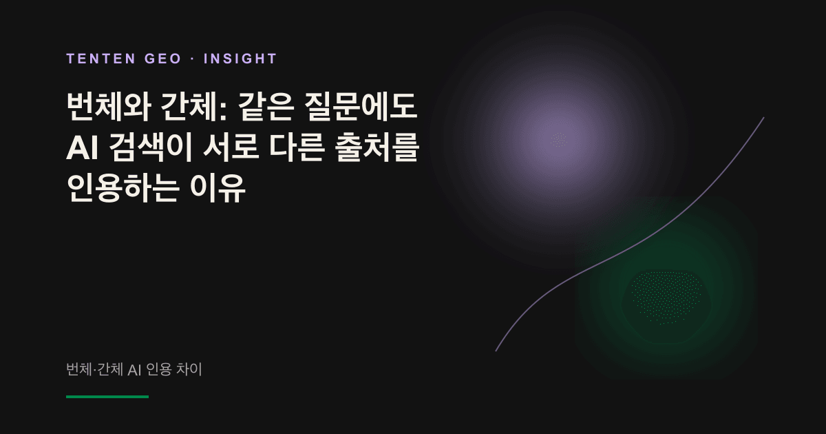 번체 중국어와 간체 중국어가 각각 독립적인 AI 인용 생태계를 이루는 모습을 표현한 추상 이미지