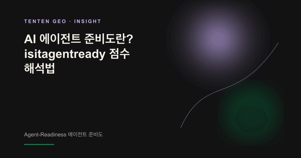 AI 에이전트의 관점에서 웹페이지가 판독 가능한 구조화 신호의 흐름으로 변환되는 모습을 표현한 추상 이미지