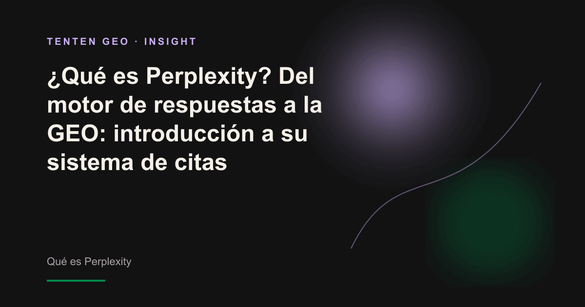Composición abstracta en la que un signo de interrogación se transforma en una suave luz lavanda y se conecta con nodos de referencia numerados, como símbolo de un motor de respuestas que identifica sus fuentes.