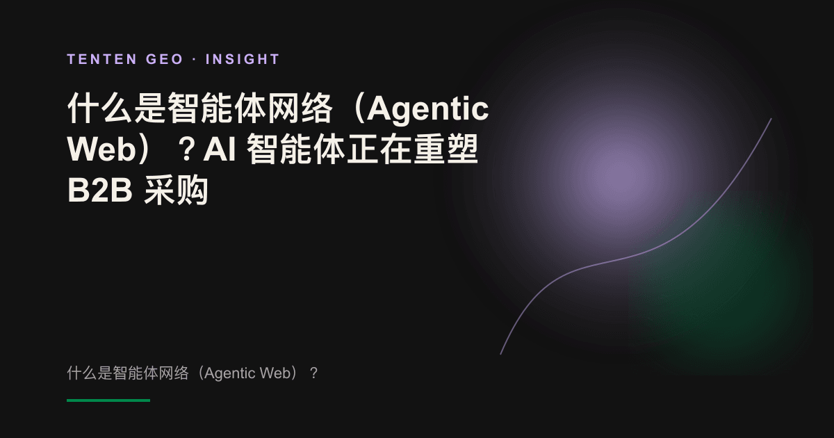 抽象视觉图：AI 智能体化为发光节点，代表 B2B 买家穿梭于众多网站信息源之间。