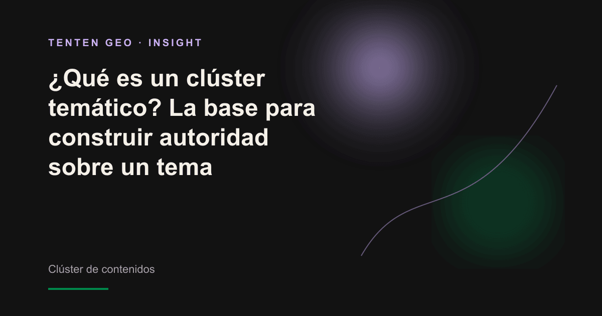 Ilustración abstracta de un núcleo luminoso conectado mediante líneas con varios nodos, en representación de una red temática centrada en una página pilar.