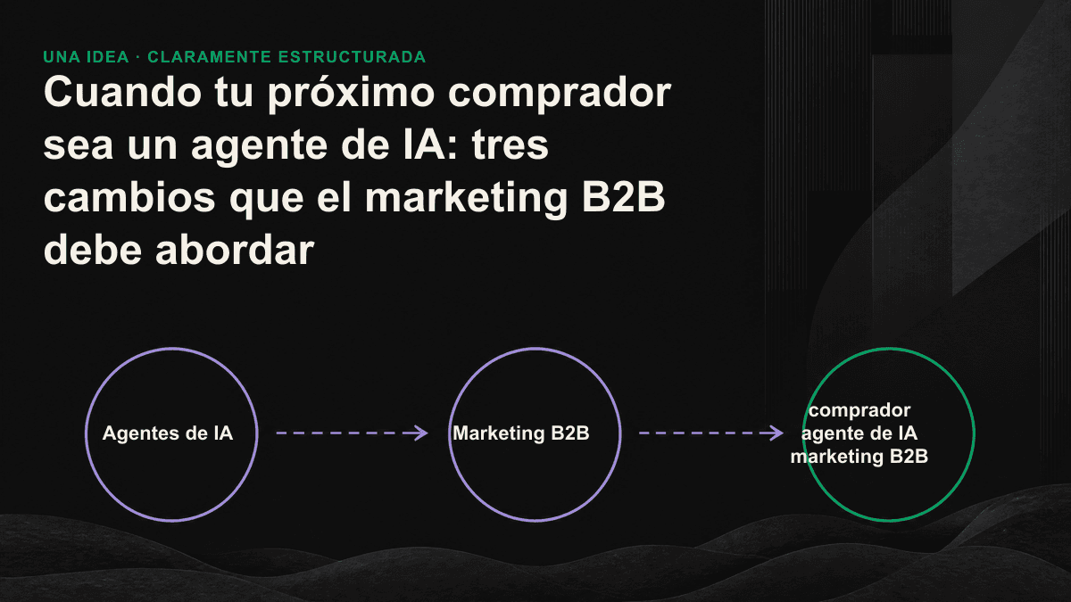Gráfico comparativo: la búsqueda tradicional muestra diez enlaces para que una persona elija, mientras que un agente de IA genera directamente una lista breve de tres empresas.