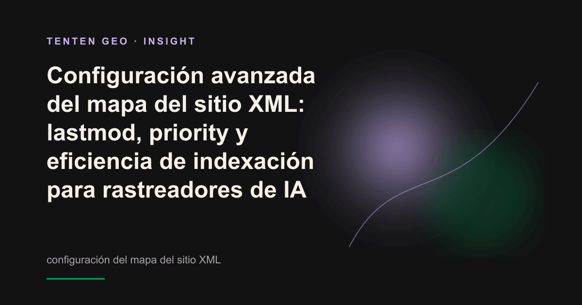 La luz y la sombra representan cómo el campo lastmod del mapa del sitio XML guía al rastreador de IA hacia el contenido más reciente.